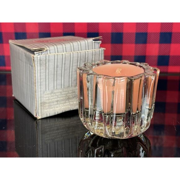 NOS Vintage AVON ULTRA CRYSTAL Candle Holder & FOXFIRE CANDLE - 1980's - Picture 1 of 7